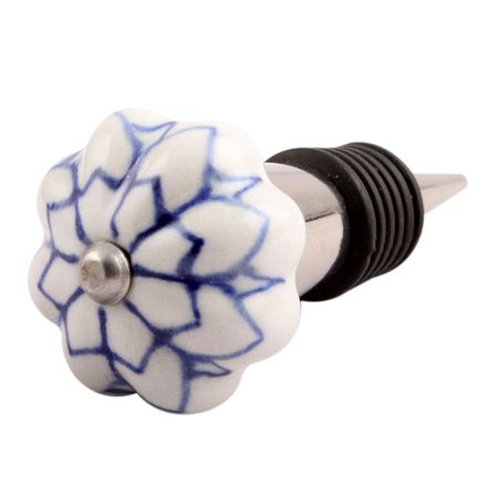Blue Flower Medium Ceramic Wine Stopper